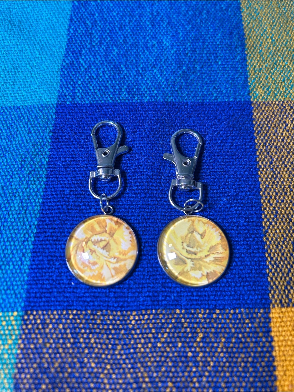 Duo of Yellow Carnation Friend Keychains